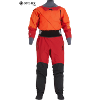 Red/orange goretex drysuit for women from NRS